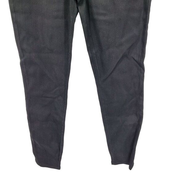 Lovers + Friends Denim Black Wax High Rise Skinny Jeans 30 Exposed Zipper Baddie - Picture 7 of 12